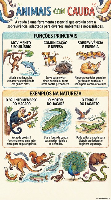 Animais com cauda Infográfico sobre os animais com cauda