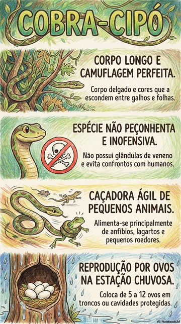 Infogr&aacute;fico com as principais caracter&iacute;sticas da cobra-cip&oacute;