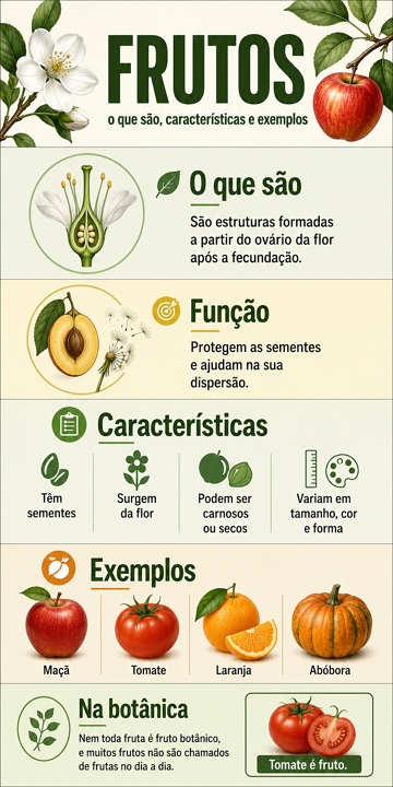 Infográfico de botânica sobre frutos Infográfico de botânica sobre frutos