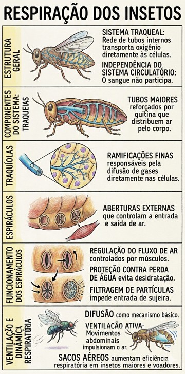 Infogr&aacute;fico sobre a respira&ccedil;&atilde;o dos insetos