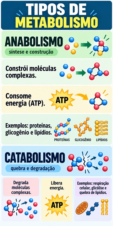 Infográfico explicando de forma didática os tipos de metabolismo Infográfico explicando de forma didática os tipos de metabolismo