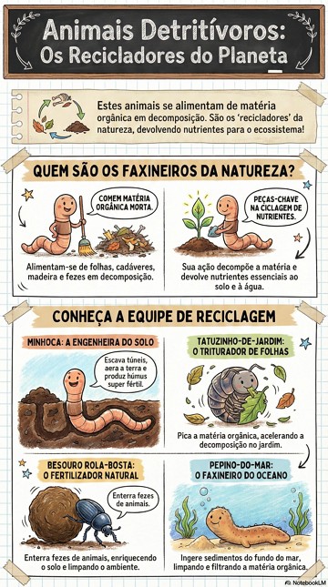 Infogr&aacute;fico com resumo sobre os animais detrit&iacute;voros