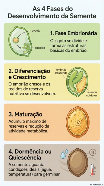 Infogr&aacute;fico mostrando as fases de desenvolvimento da semente.